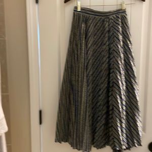 Beulah style small metallic pleated long striped skirt